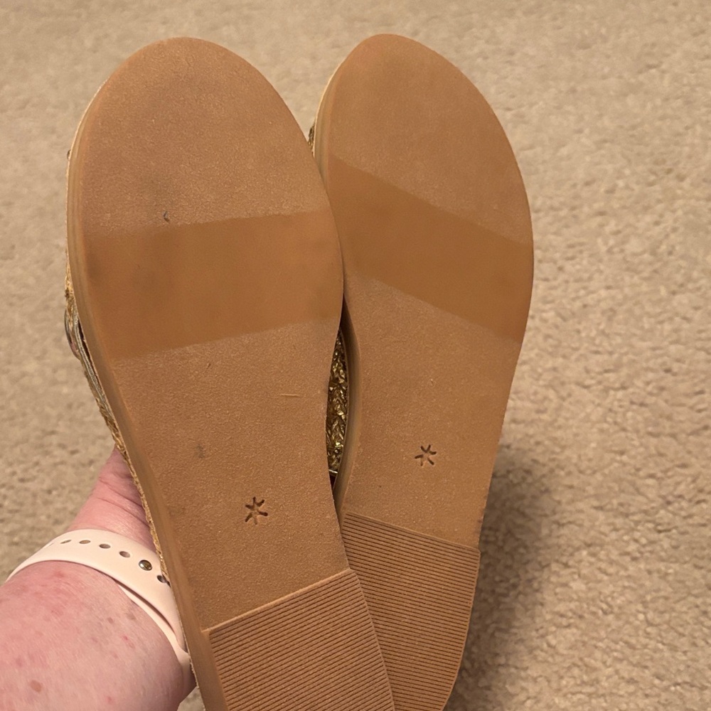 Splendid Metallic Gold Woven Buckle Slide Sandals - Picture 6 of 6